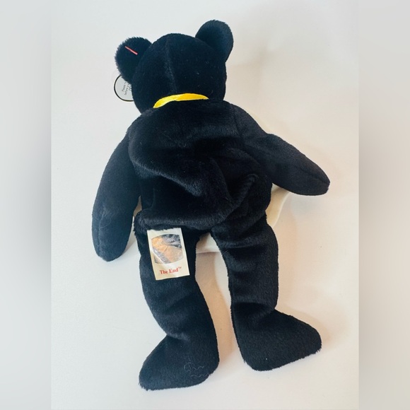 🥰 Ty Black Beanie Bear “THE END” with Gold Collar Vintage Collection 1999 - Picture 4 of 5